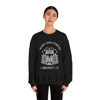 Cute Halloween Sweatshirt for Married Couples | Unisex Skeletons in Love Sweat Shirt for Spooky Couples | Funny Fall Skeleton Sweatshirt