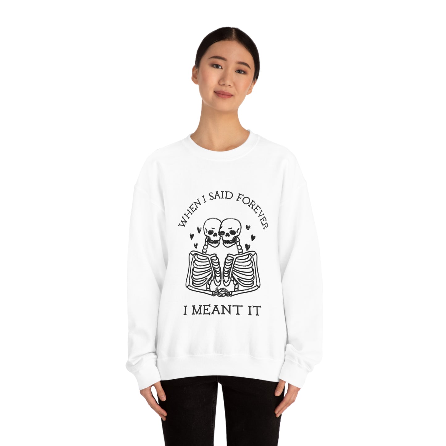 Cute Halloween Sweatshirt for Married Couples | Unisex Skeletons in Love Sweat Shirt for Spooky Couples | Funny Fall Skeleton Sweatshirt